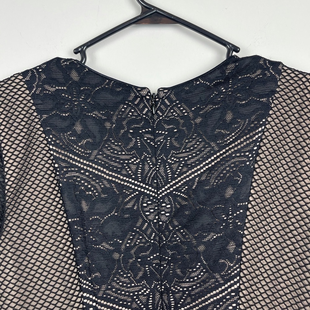 Dress The Population Black Lace Mesh Long Sleeve Dress Size M - Picture 3 of 9